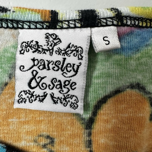 Parsley Sage Shirt Top Womens Small Multicolor Floral Art Tropical Watercolor - Picture 6 of 11